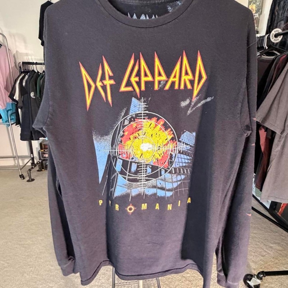 Def Leppard promo long sleeve cotton shirt with yellow/orange logo 'PROMANIA'